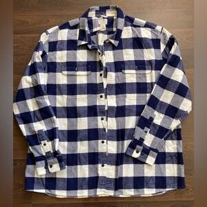 Organic Cotton L.L. Bean Checkered Long Sleeve Button Shirt - XXL Men's